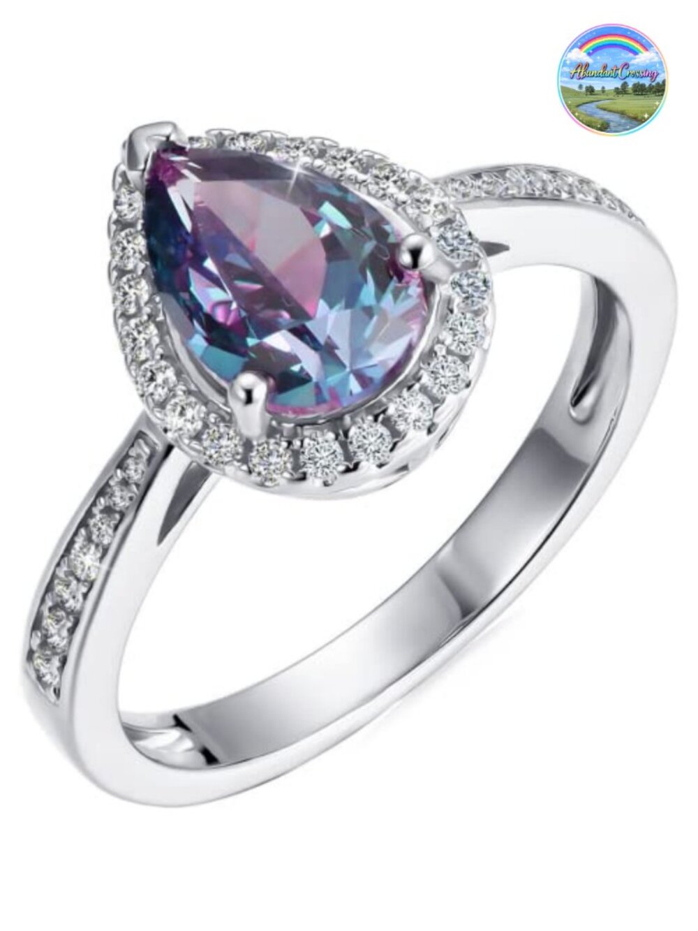 VEMAZA Sterling Silver Alexandrite Halo Ring
